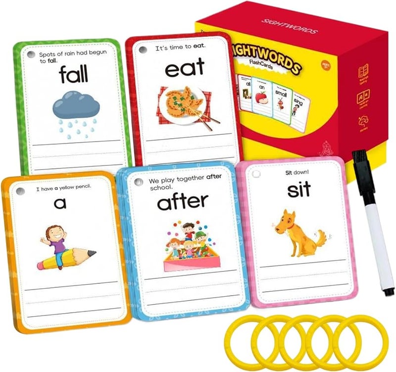 Sight Words Flash Cards Kindergarten Preschool Learning Set Paper Material Educational Word Practice - Image 1